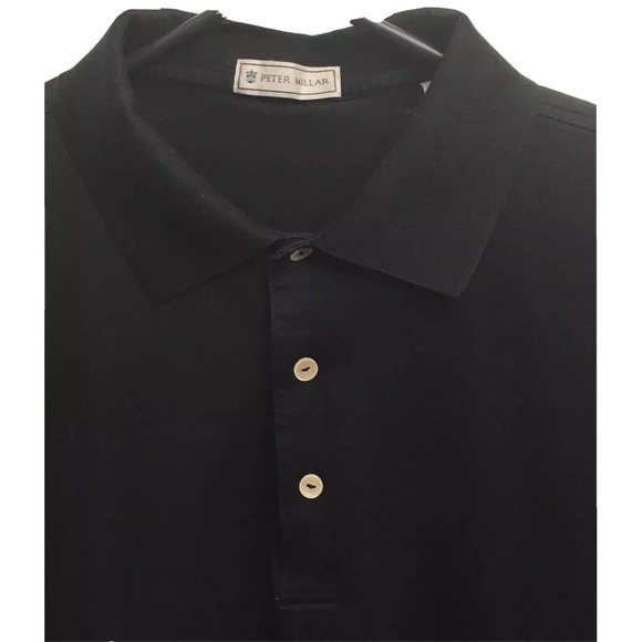 Peter Millar Golf Polo Short Sleeve Cotton Collar Black Ross Cup Shirt Mens L - Picture 2 of 9